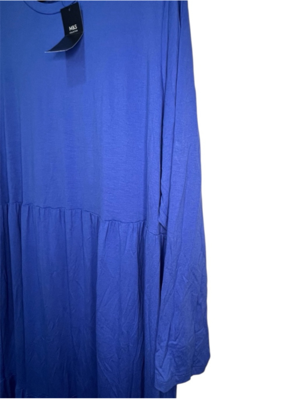 NWT M&S Collection Blue Tiered Long Sleeve Midi Dress - Picture 3 of 6